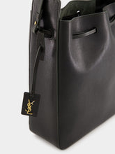 Saint Laurent Black Leather Large Bucket Bag with Cassandre Charm