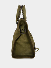 Balenciaga Khaki Green Le City Bag Medium in Suede Calfskin