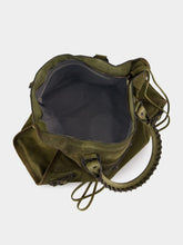 Balenciaga Khaki Green Le City Bag Medium in Suede Calfskin