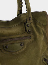 Balenciaga Khaki Green Le City Bag Medium in Suede Calfskin