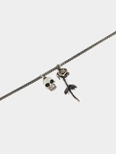 Alexander McQueen Antique Silver Skull & Dipped Rose Necklace