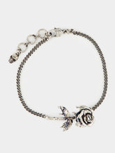 Alexander McQueen Antique Silver Dipped Rose Bracelet
