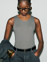 Saint Laurent Cassandre Ribbed Tank Top in Anthracite