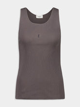 Saint Laurent Cassandre Ribbed Tank Top in Anthracite