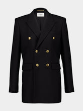 Saint Laurent Black Wool Gabardine Double-Breasted Jacket