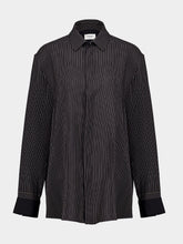 Saint Laurent Pinstriped Silk Long-Sleeve Shirt in Black