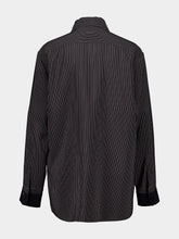 Saint Laurent Pinstriped Silk Long-Sleeve Shirt in Black