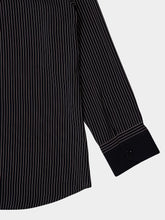 Saint Laurent Pinstriped Silk Long-Sleeve Shirt in Black
