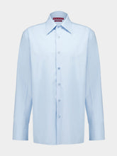 Gucci Baby Blue Cotton Poplin Shirt with Embossed Logo
