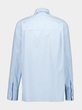 Gucci Baby Blue Cotton Poplin Shirt with Embossed Logo