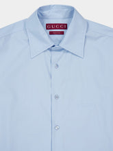 Gucci Baby Blue Cotton Poplin Shirt with Embossed Logo