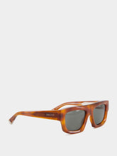 Gucci Brown Tortoiseshell Rectangular Frame Sunglasses