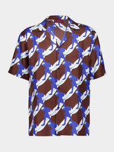 Gucci Brown Multicolour Printed Silk Bowling Shirt