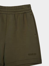 Gucci Dark Green Embroidered Jersey Shorts