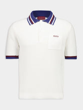 Gucci Ivory and Blue Cotton Piqué Polo Shirt