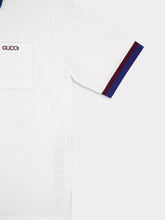 Gucci Ivory and Blue Cotton Piqué Polo Shirt