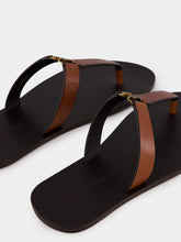 Saint Laurent Burnt Brown Babylone Leather Slides