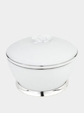 Leitão & Irmão Large Ribbed Porcelain and Silver Box with Hare Lid