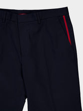 Gucci Dark Blue Twill Trousers with Web Detail