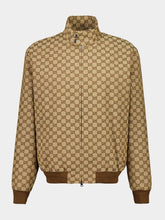 Gucci Camel and Dark Brown GG Canvas Bomber Jacket