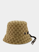 Gucci Beige and Dark Brown GG Canvas Bucket Hat with Tie