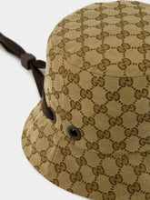 Gucci Beige and Dark Brown GG Canvas Bucket Hat with Tie