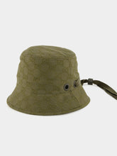 Gucci Forest Green GG Canvas Bucket Hat with Tie