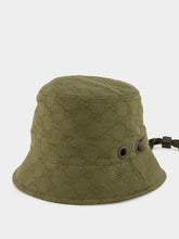 Gucci Forest Green GG Canvas Bucket Hat with Tie