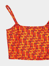 Gucci Orange Printed Silk Crop Top with Horsebit Motif