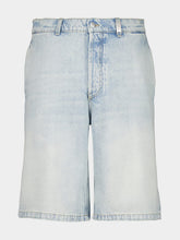 Alexander McQueen Washed Blue Stonewashed Denim Shorts