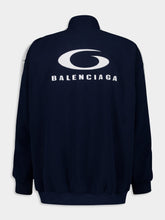 Balenciaga Loop Sports Icon Zip-Up Jacket in Navy and White
