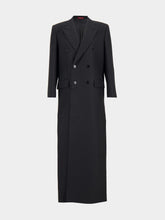 Gucci Black GG Silk Wool Crêpe Double-Breasted Coat