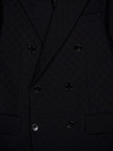 Gucci Black GG Silk Wool Crêpe Double-Breasted Coat