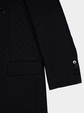Gucci Black GG Silk Wool Crêpe Double-Breasted Coat