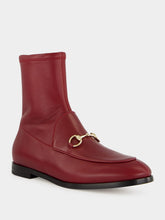 Gucci Rosso Ancora Leather Jordaan Ankle Boots