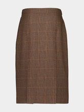 Saint Laurent Roux Midi Skirt in Crème Noir Prince of Wales Wool