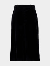 Saint Laurent Velours Vintage Cotton Midi Skirt in Black