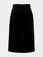 Saint Laurent Velours Vintage Cotton Midi Skirt in Black