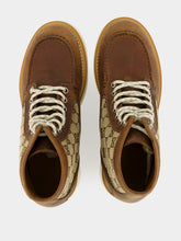 Gucci Brown Leather Ankle Boot with GG Canvas Insert