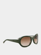 Gucci Green and Brown Round Frame Sunglasses