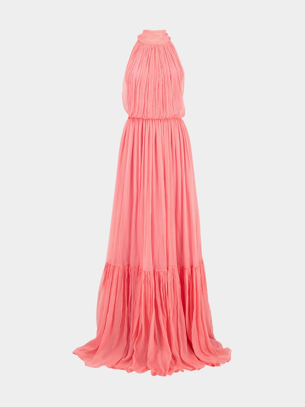 strapless open back dress Gucci Tulip Pink Halter Neck Maxi Dress