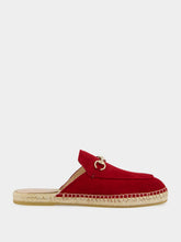 Gucci Rosso Ancora Suede Horsebit Espadrille Mules