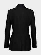 Gucci Black Pinstripe Wool Jacquard Blazer