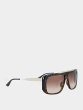 Alexander McQueen Tortoiseshell & Silver Acetate Metal Sunglasses