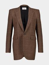 Saint Laurent Roux Single-Breasted Jacket in Crème Noir Prince of Wales Wool