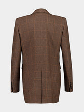 Saint Laurent Roux Single-Breasted Jacket in Crème Noir Prince of Wales Wool