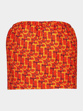 Gucci Orange Printed Silk Skirt with Horsebit Motif