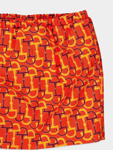 Gucci Orange Printed Silk Skirt with Horsebit Motif