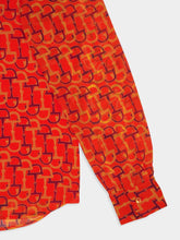 Gucci Orange Printed Silk Shirt with Horsebit Motif