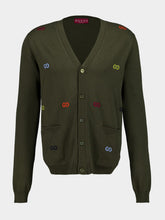 Gucci Forest Green Cashmere Cardigan with GG Intarsia